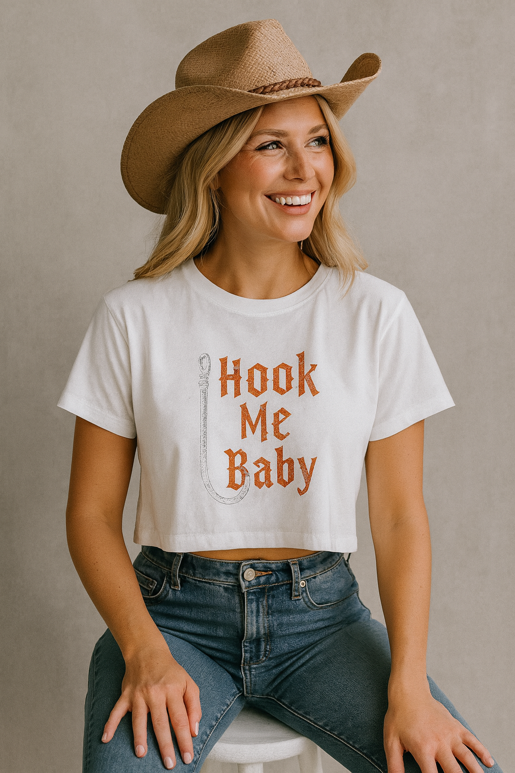 Hook Me Babe Girl Vintage Crop Top