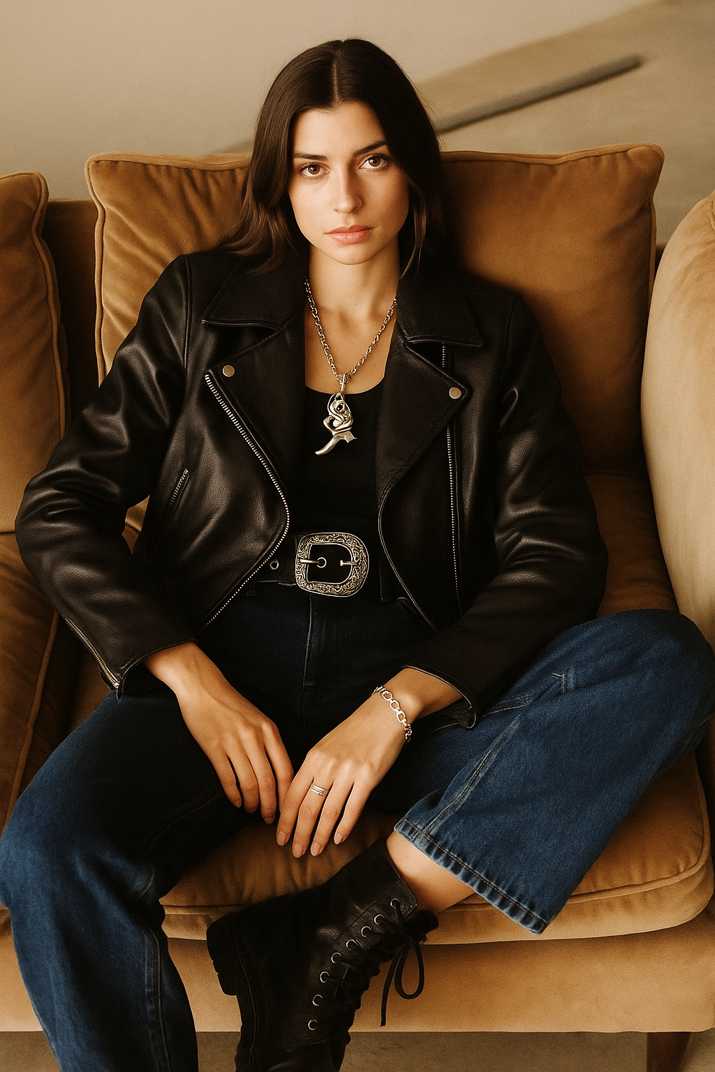 Leather Zip Up Jacket